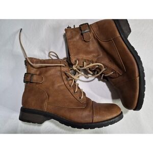 Womens Bamboo Battle 23 Size 6.5 Rear Buckle/zip Combat/biker Boots
